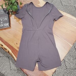Grey One Piece Ribbed Romper Shorts